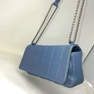 Escada Quilted Blue Metallic Leather Shoulder Bag
